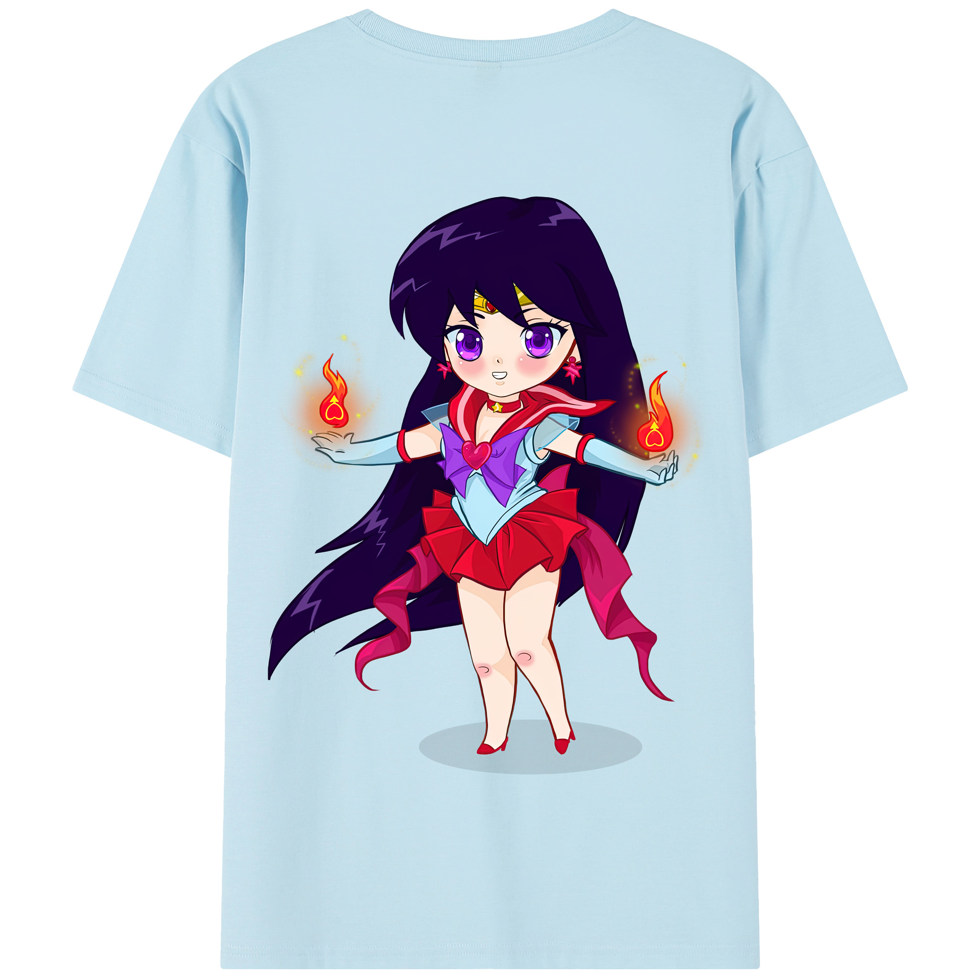 （画像用） 美少女戦士セーラームーン 火野レイ ひの レイ Sailor Moon Hino Rei （セーラーマーズ,Sailor Mars） 綿100％半袖Tシャツ（背面プリント）